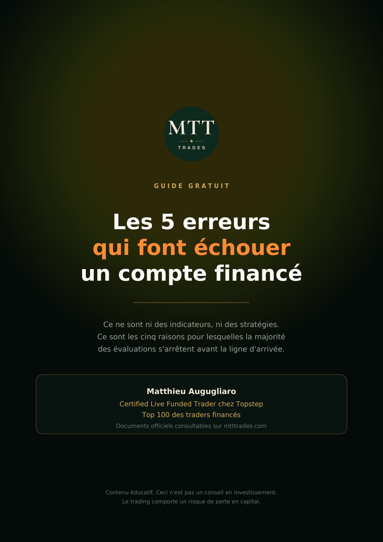 Couverture du guide : les 5 erreurs qui font échouer un compte financé